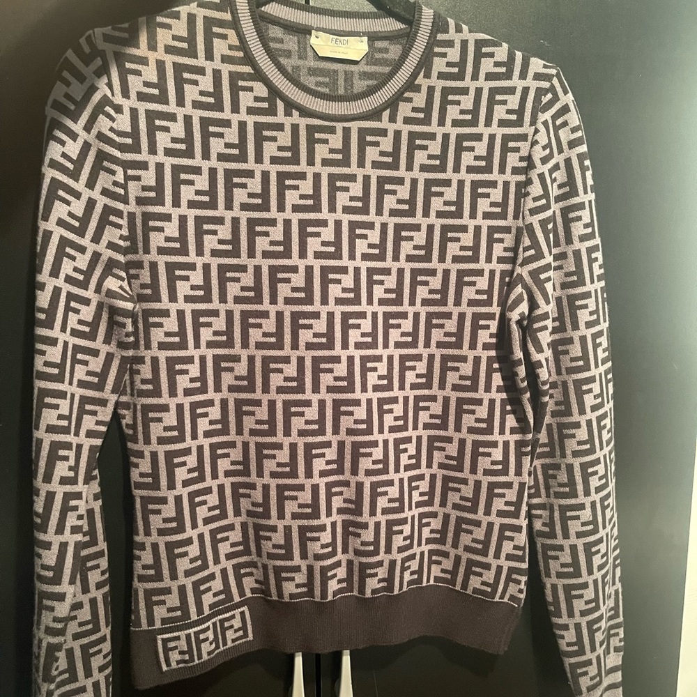 FENDI Monogram Sweater Woman’s Gray & Black
